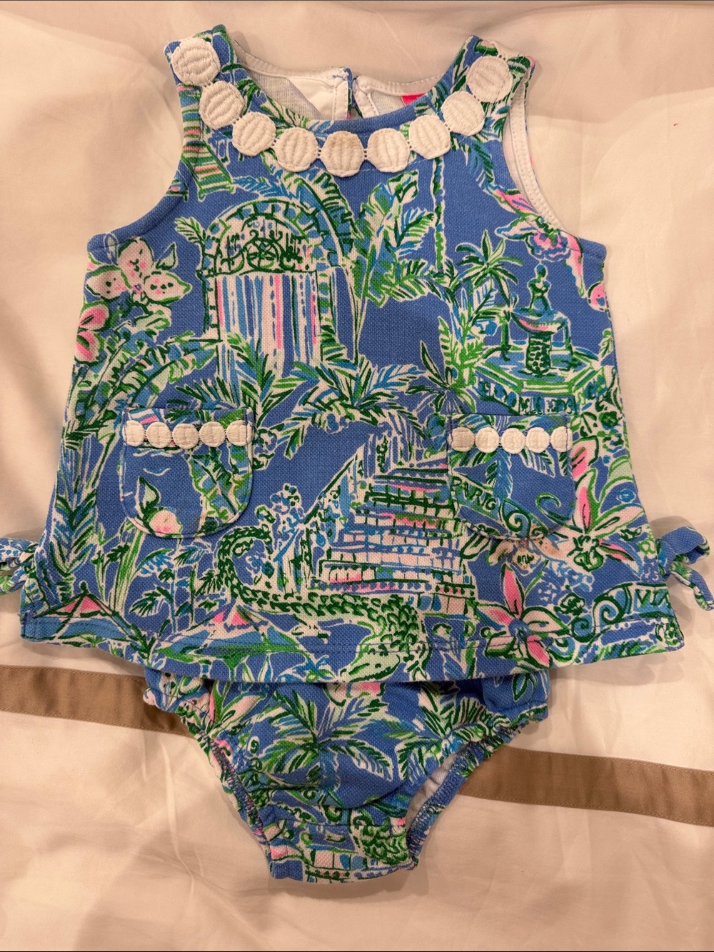 Lily Pulitzer - 3-6 M - Blue Tropical Print Baby Dress & Bloomers